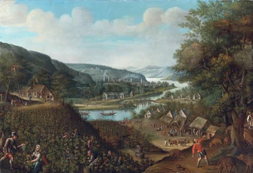 Autumn par Valckenborch, Marten van (1535-1612). Olja på duk, storlek: 88,3x129,5, , Privat samling