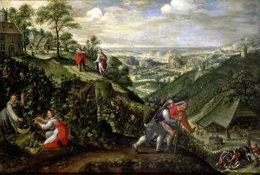 Oktober: Parable of the Bad Vintners, ca 1580-90 (olja på duk)