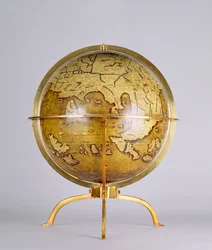 Terrestrial Globe, en av ett par kända som "Brixen"-globerna, ca 1522 (penna & bläck, akvarell & gouache på trä)