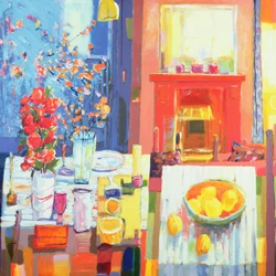 Två bord, 2001 (akryl på duk)