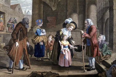 Lektion i mänsklighet. Utbildning av en ung flicka, ca 1790 (gravyr)