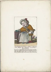 De dwerg Frau Agatha Zipperlingin met hondje, ca 1710 Fru Agatha Zipperlingin, född Castaunin von Falten und Zeckerthal, känd hundmamma (titel på objektet) Il Callotto resurcitato eller nyinrett litet skåp (serietitel)