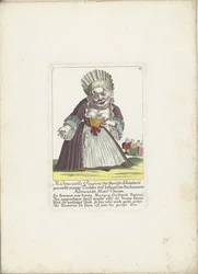 De dwerg Mademoiselle Poupon, som Parijse Schone, ca 1710 Mademoiselle Poupone, den parisiska skönheten, någon dotter till den välkände parlamentsadvokaten Monsr. Chican (titel på objekt) Il Callotto resurcitato eller nyinredd stuga i Zwerchen