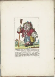 De dwerg Ploriander som herde, ca 1710 Ploriander, herden förälskad i herdinnan Ruffanella, brister i gråt av sin egen rörande sång (titel på objekt) Il Callotto resurcitato eller nyinrett litet skåp (serie