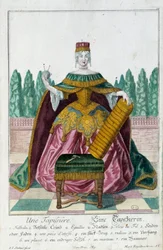 En klädsel. Gravyr av Martin Engelbrecht (1684-1756), i "" Ny sammansättning av manouvries habilles"" 1700-tal, Tyskland. Paris, Dekorativ konst