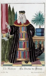 Metier: En läkare. Gravyr av Martin Engelbrecht (1684-1756), i "" Ny sammansättning av manouvries habilles"" 1700-tal, Tyskland. Paris, Dekorativ konst