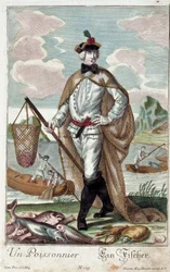 Metier: Ett fiskträd. Gravyr av Martin Engelbrecht (1684-1756), i "" Ny sammansättning av manouvries habilles"" 1700-tal, Tyskland. Paris, Dekorativ konst