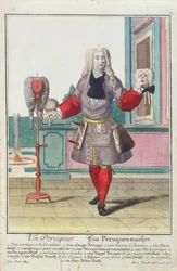 Perukmakaren, publicerad i Augsburg, c.1735