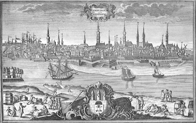 Vy över Hamburg, ca 1710-50