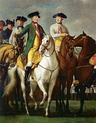 Kejsar Josef II och hans generaler i militärlägret ...