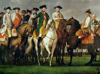 Kejsar Josef II och hans generaler i militärlägret ...