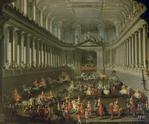 En kavalkad i vinterridskolan i Wien Hof för att fira den franska arméns nederlag i Prag 1743 (för detaljer se 66596 och 66708)