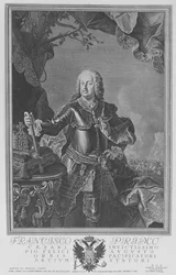 Francis I, helige romerske kejsare, graverad av Philipp Andreas Kilian
