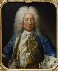 Le roi Frederic I de Suede - Porträtt av kung Fredrik I av Sverige (1676-1751), av Mijtens (Meytens), Martin van, den yngre (1695-1770). Olja på duk