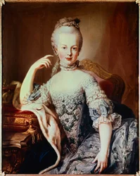 Porträtt av Marie-Antoinette (1755-1793), blivande drottning av Frankrike. Målning av Martin van Meytens (1695-1770), omkring 1767. Wien, slottet Schönbrunn