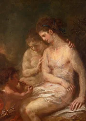 Två nymfer med Amor