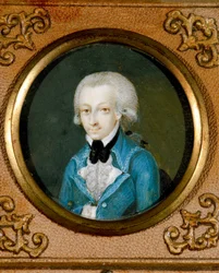Österrike, Porträtt av den österrikiske kompositören Wolfgang Amadeus Mozart (1756 - 1791), ca 1773 (miniatyr på elfenben)