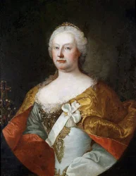 Porträtt av kejsarinnan Maria Theresia av Österrike (Porträtt av kejsarinnan Maria Theresia av Österrike) - Målning av Martin van Meytens (1695-1770), olja på duk, cirka 1750, holländsk konst