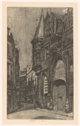Gatuvy med Hôtel de Sens i Paris