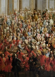 Officiell bankett anordnad för prinsessan Isabellas bröllop av Parma med kejsar Josef II