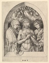 Kristus som sorgens man med jungfrun och Johannes, ca. 1435-1491.