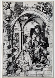 Nativitteckning av Martin Schongauer (1450-1491) 1400-talets Paris.