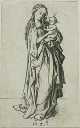 Liten stående madonna med barn