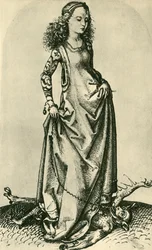 St Margaret trampar en demon, mitten av slutet av 1400-talet, 1943.