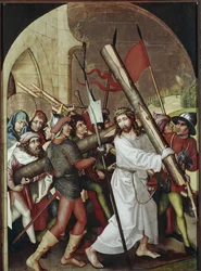 Kavalleriet. Målning av Martin Schongauer (1453-1491). Colmar, Unterlindens museum