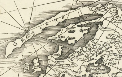 1513 års karta över Nordsjön som visar Grönlands förbindelse med Skandinavien