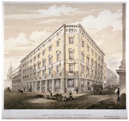 Mrs J&R Morleys lager, hörnet av Wood Street och Gresham Street, London, c1840.