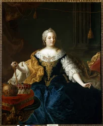 Porträtt av Maria Theresia av Österrike, kejsarinna av det tysk-romerska riket, ca 1750 (olja på duk)
