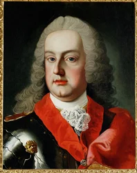 Franz I Stephan, kejsare, hertig av Lothringen, storhertig av Toscana, make till kejsarinnan Maria Theresia ... (olja på duk)