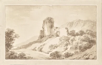 Landskap med ruin