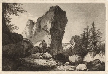 Bergslandskap med en klipphäll