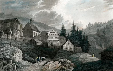 Kyrkan Maria Schnee, Rigi, Schweiz, 1850.