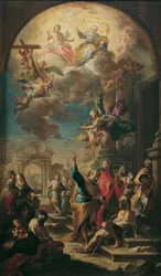 Apostlarna Petrus och Johannes botar en halt man