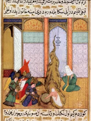 Födelsen av profeten Muhammed Miniature hämtad från "Siyer-i Nebi"" (Siyer i Nebi) episk dikt som berättar om profeten Muhammeds liv skriven av Mustafa, son till Yusuf d
