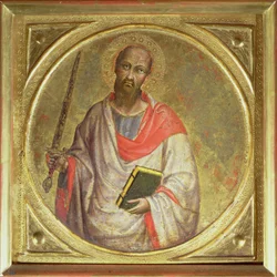 Aposteln Paulus (tempera på verktygsbehandlad guldgrund)
