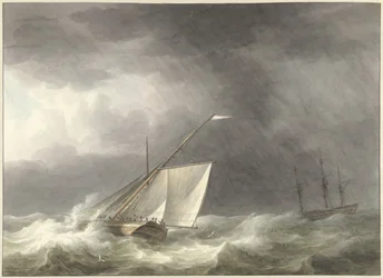 Två segelfartyg på ett turbulent hav