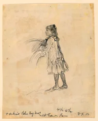 Teckning, Marian Hague som barn, 1883