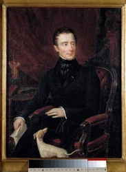 Porträtt av den franske poeten Alphonse de Lamartine (1790-1869) Målning av Marianne Lamartine (1800-talet). Paris. Romantiska livets museum
