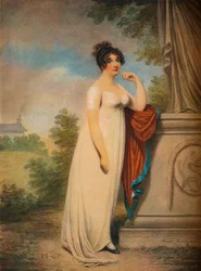 "Mary Anne Clarke vid foten av en staty", 1803