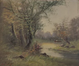 River Scene (olja på duk)