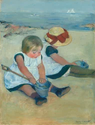 Barn som leker på stranden, 1884