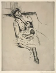 Reine och Margot sitter på en soffa, ca. 1902.
