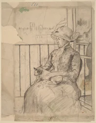 Susan på en balkong med en hund [framsida]