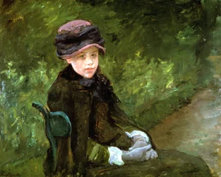 Ung dam i parken, c1880