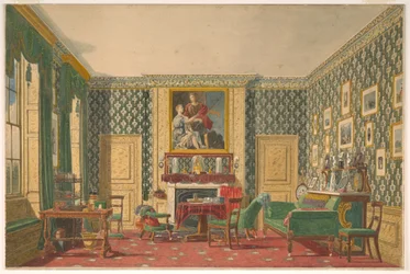 Teckning, En interiör, 1837-40