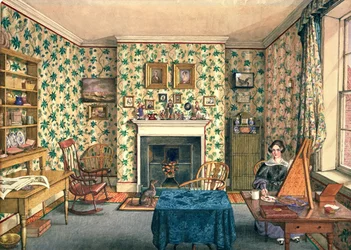 The Artist in Her Painting Room, York (akvarell på papper)